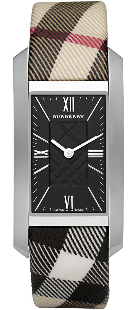 burberry rectangular check strap watch