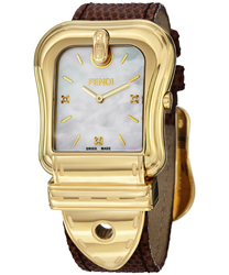 Fendi B.Fendi Yellow Gold Brown Leather Watch F382424522D1