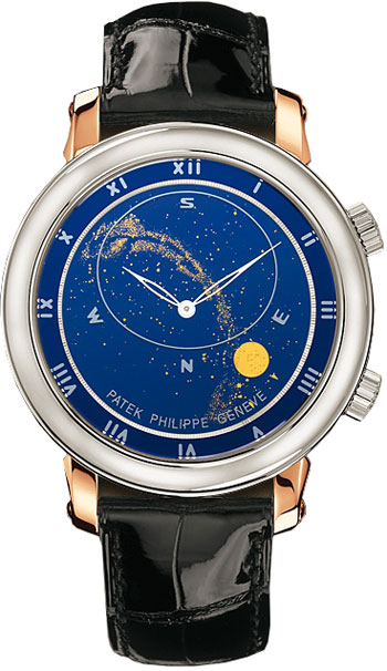 Patek Philippe Celestial Automatic Baguette Diamond Blue Dial Men's Watch  6104-1G-010 - Watches, Celestial - Jomashop